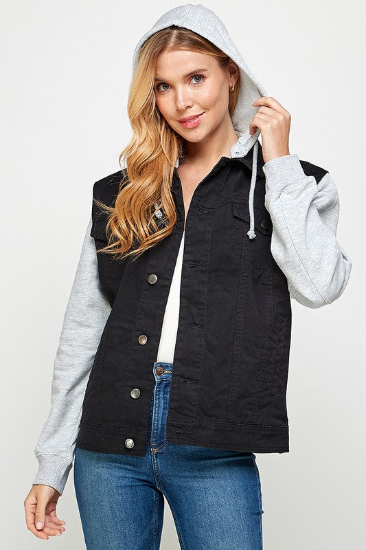 Denim Jacket with Fleece Hoodies