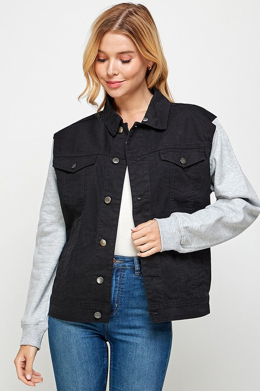 Denim Jacket with Fleece Hoodies
