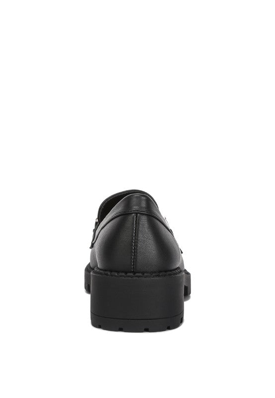 Faux Leather Ashby Chunky Block Heel Loafers