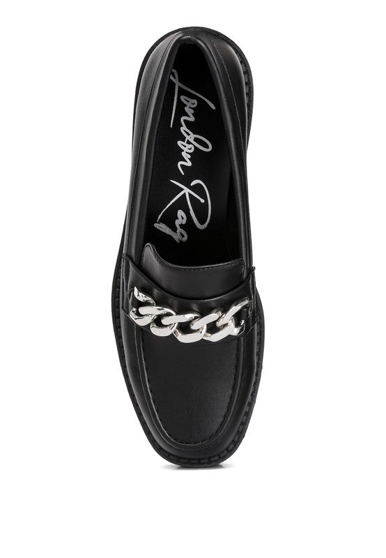 Faux Leather Ashby Chunky Block Heel Loafers