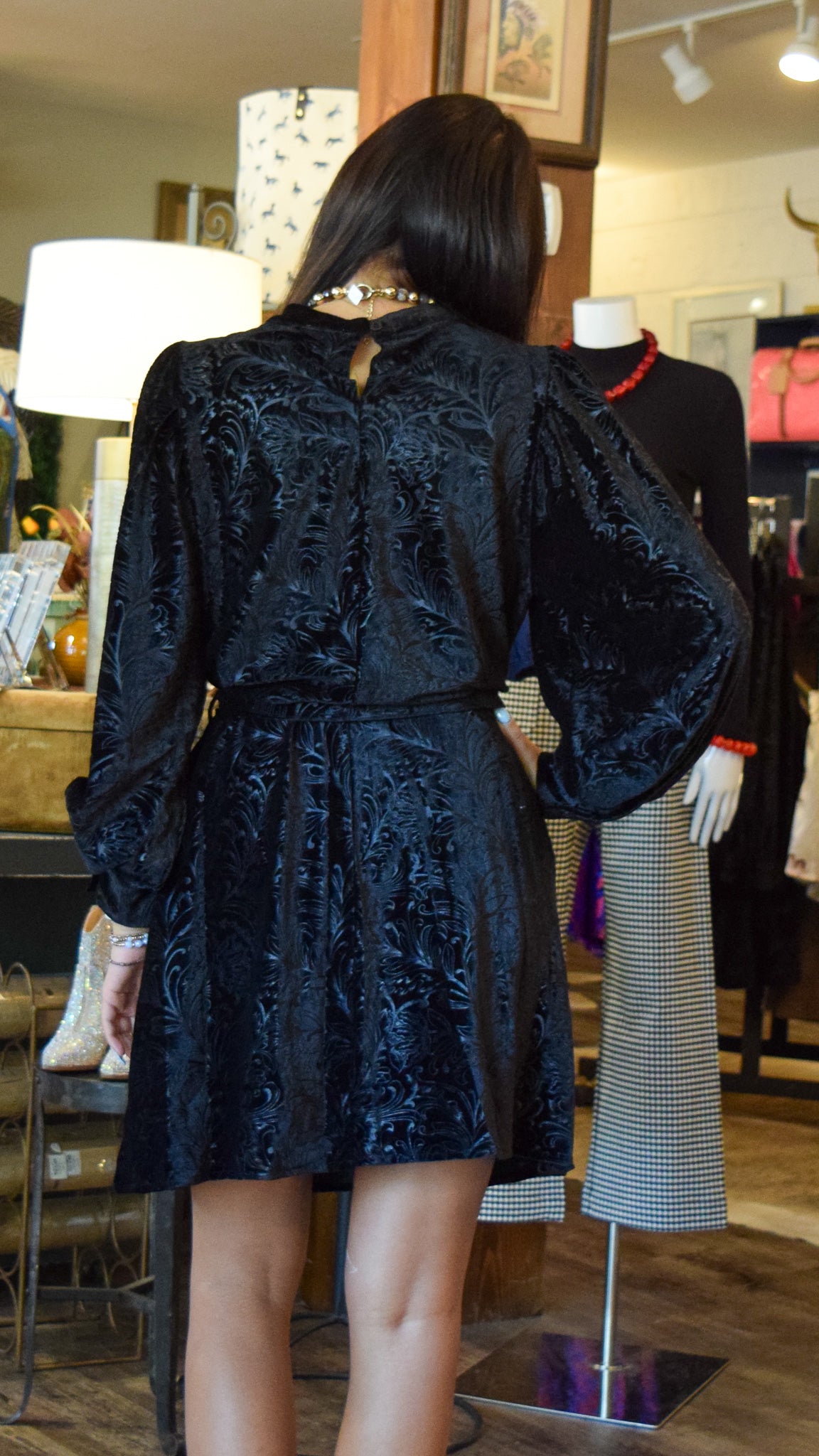 Black Velvet western printed dress