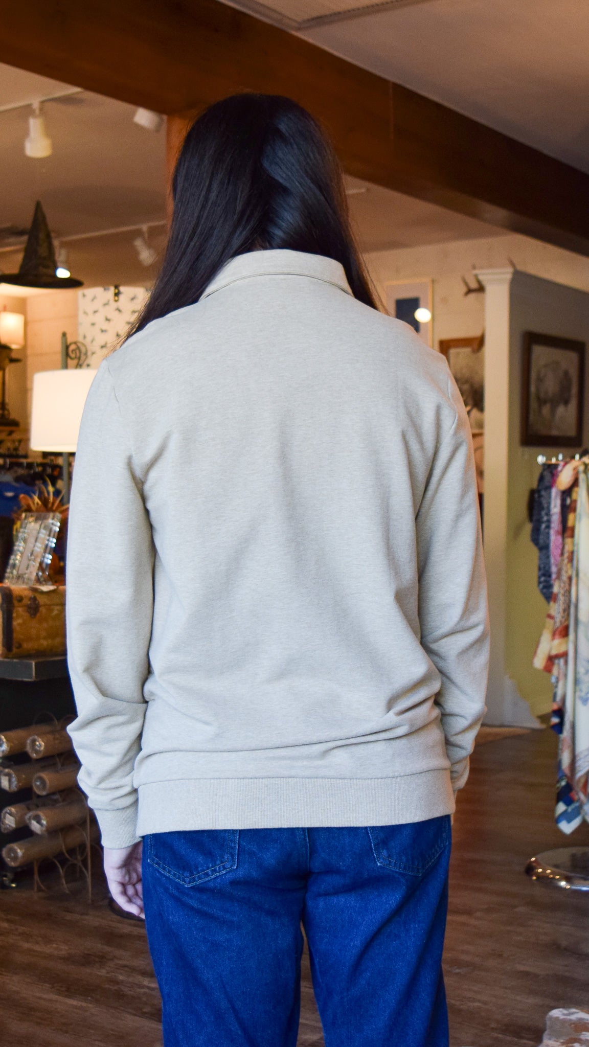 Oatmeal Heather Collared Pullover