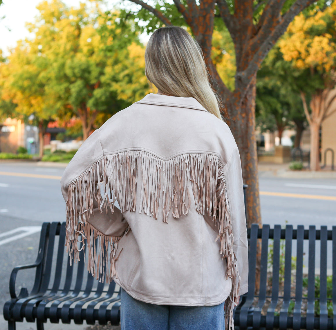 Cream Suede Fringe Jacket