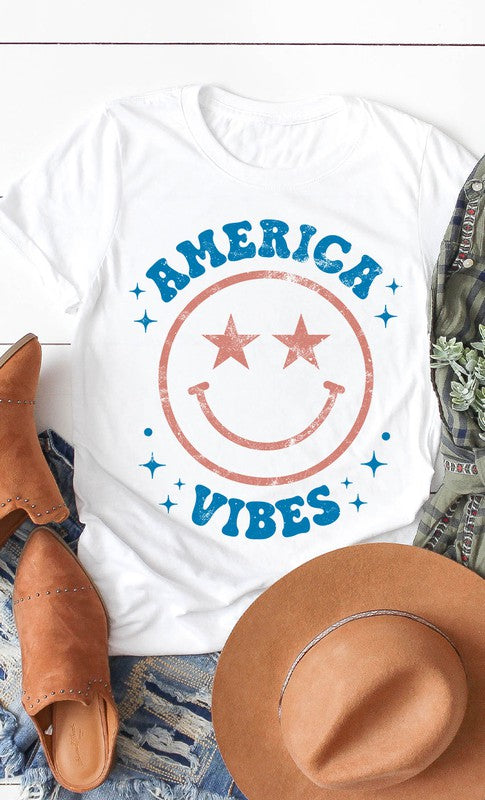 Vintage America Vibes Smiley Graphic Tee