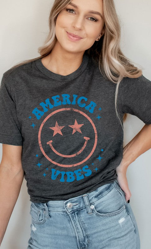 Vintage America Vibes Smiley Graphic Tee