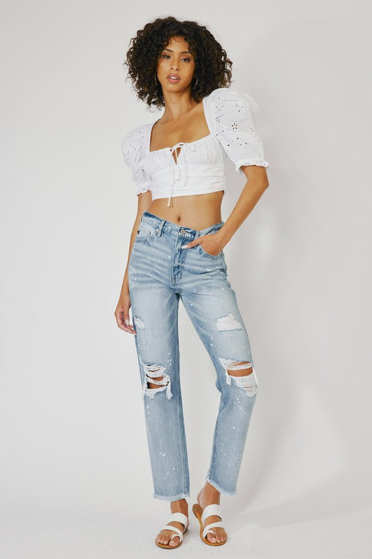 HIGH RISE SLIM STRAIGHT JEANS