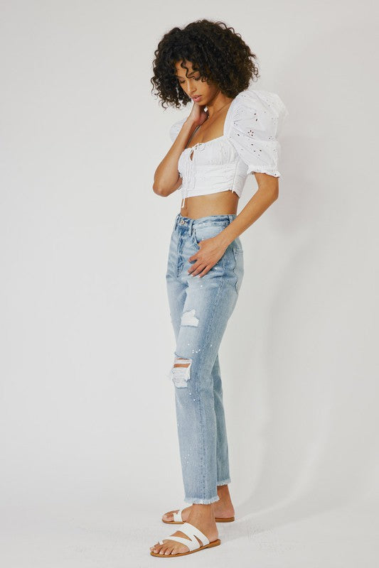 HIGH RISE SLIM STRAIGHT JEANS