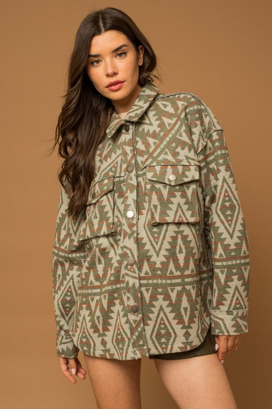 Aztec Print Shacket