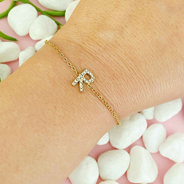 Dainty Sparkle Initial Bracelet