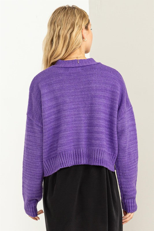 Crop Shoulder Cropped Cardigan Sweater