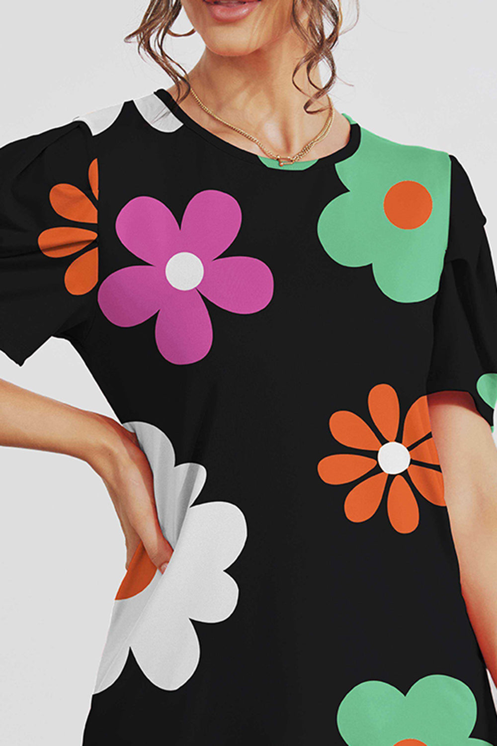 Flower Short Sleeve Blouse