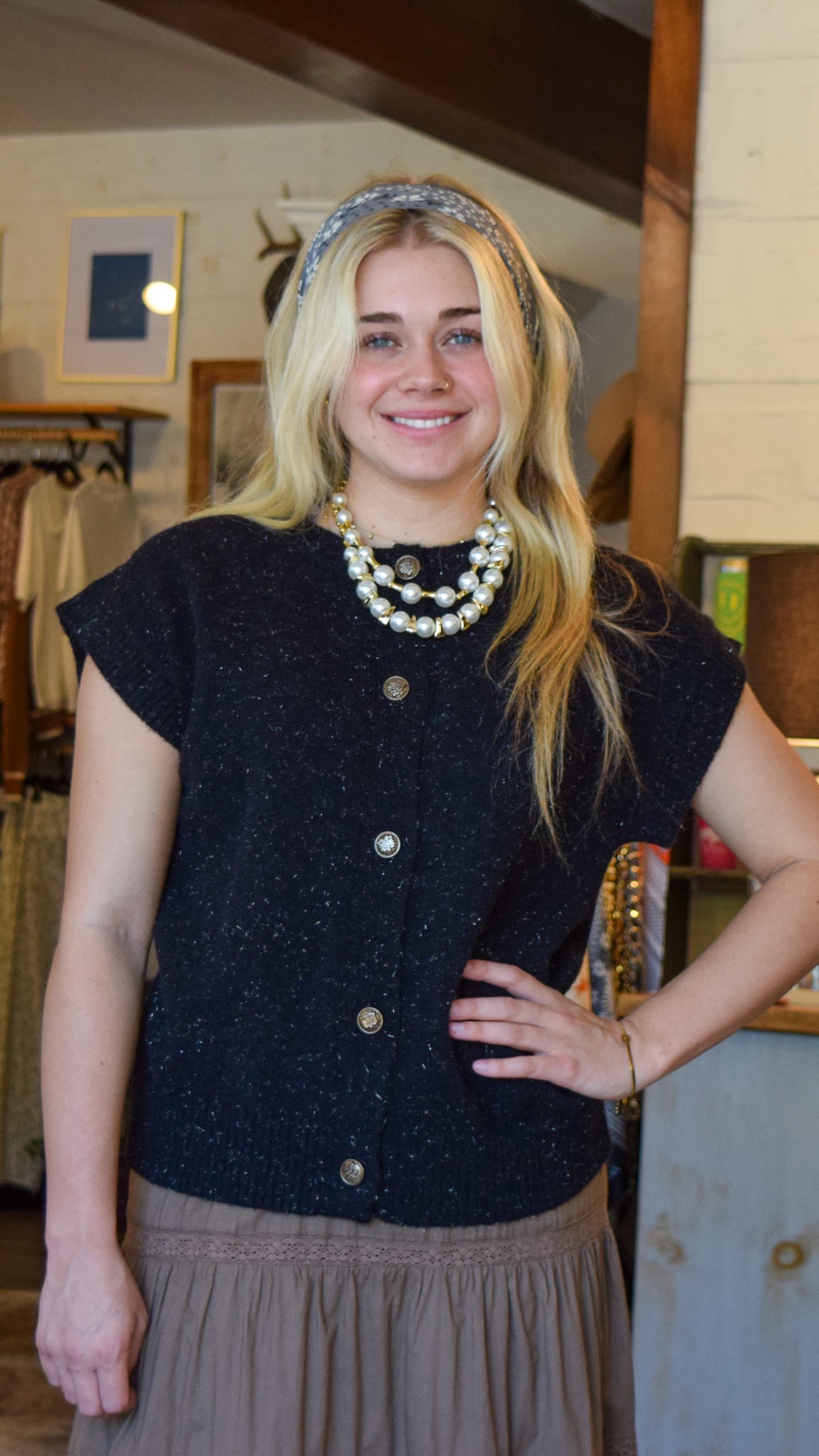 Black knit sweater shirt
