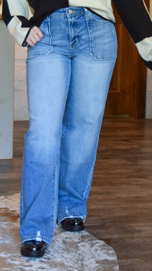 Light Wash Wide-Leg Jeans