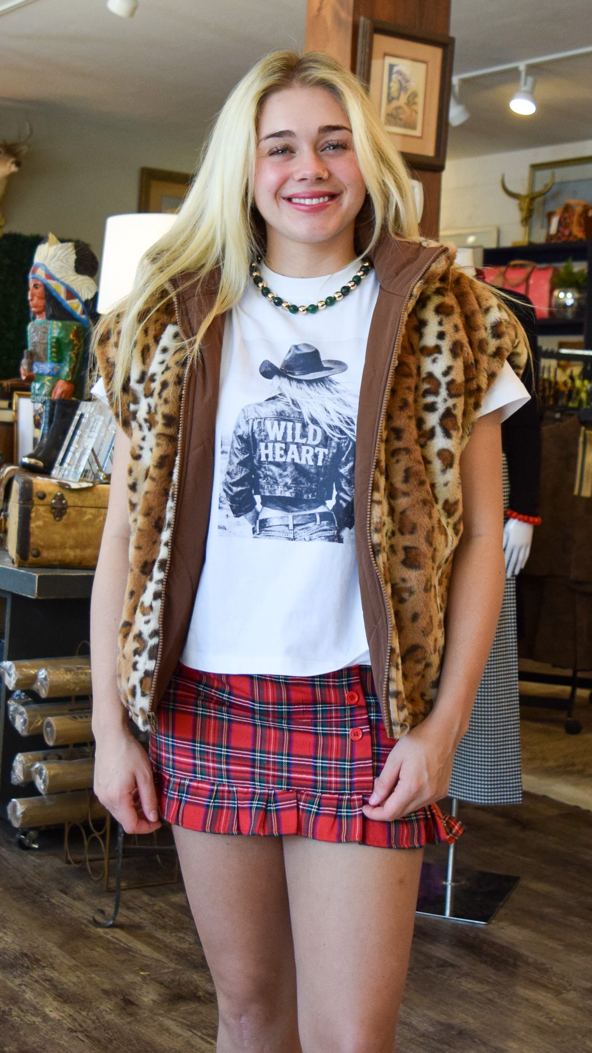 Brown Quilted Faux-Fur Lined Vest