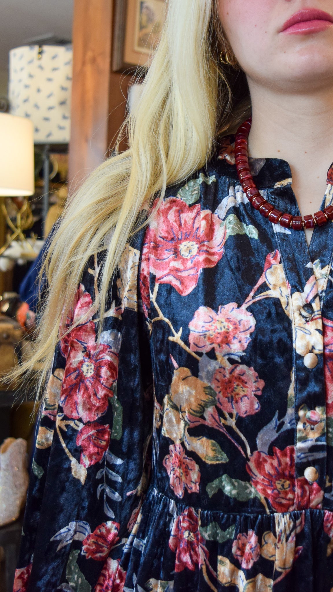 Black Velvet Floral Dress