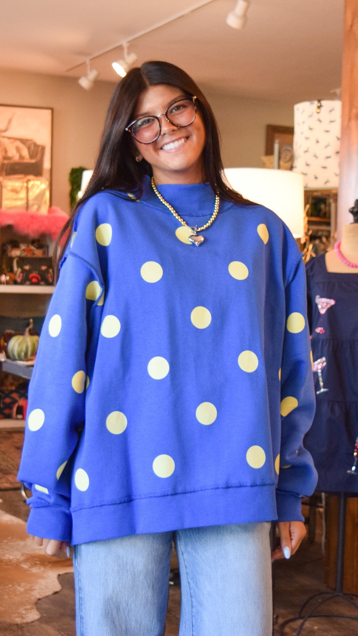 Good Things Poppy & Pine Royal Blue Reversible Mock Neck