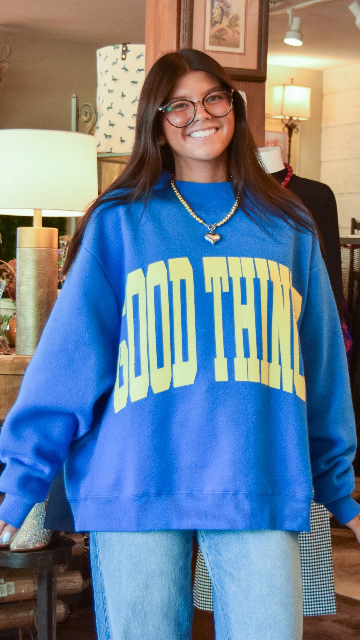 Good Things Poppy & Pine Royal Blue Reversible Mock Neck