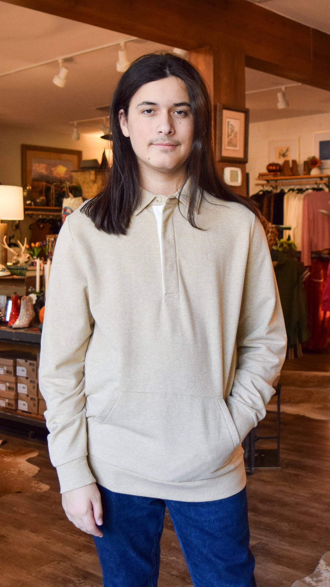 Oatmeal Heather Collared Pullover