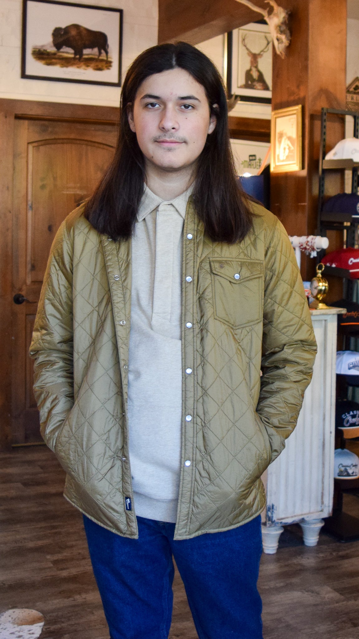 Camel Quilted Button-down jacket