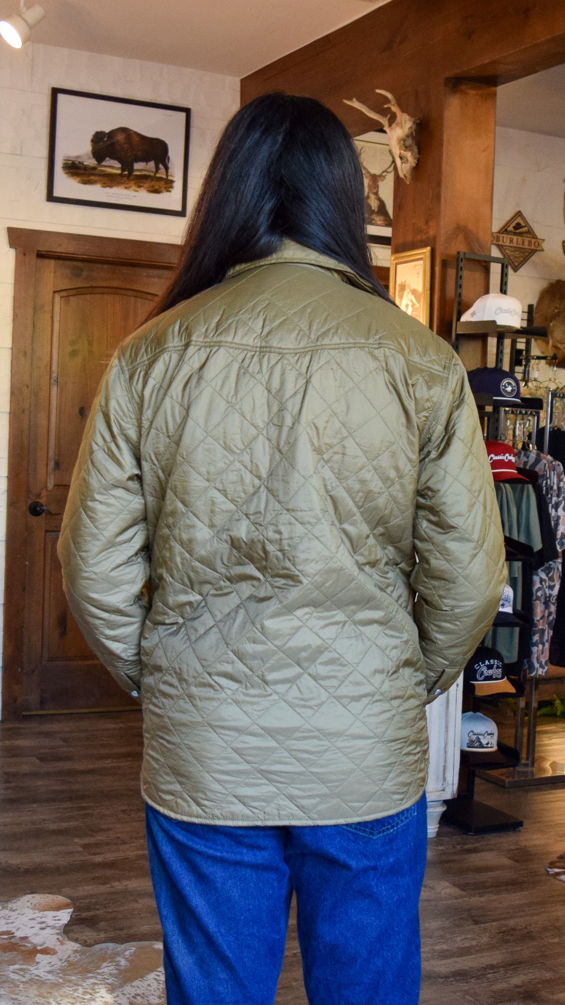 Camel Quilted Button-down jacket