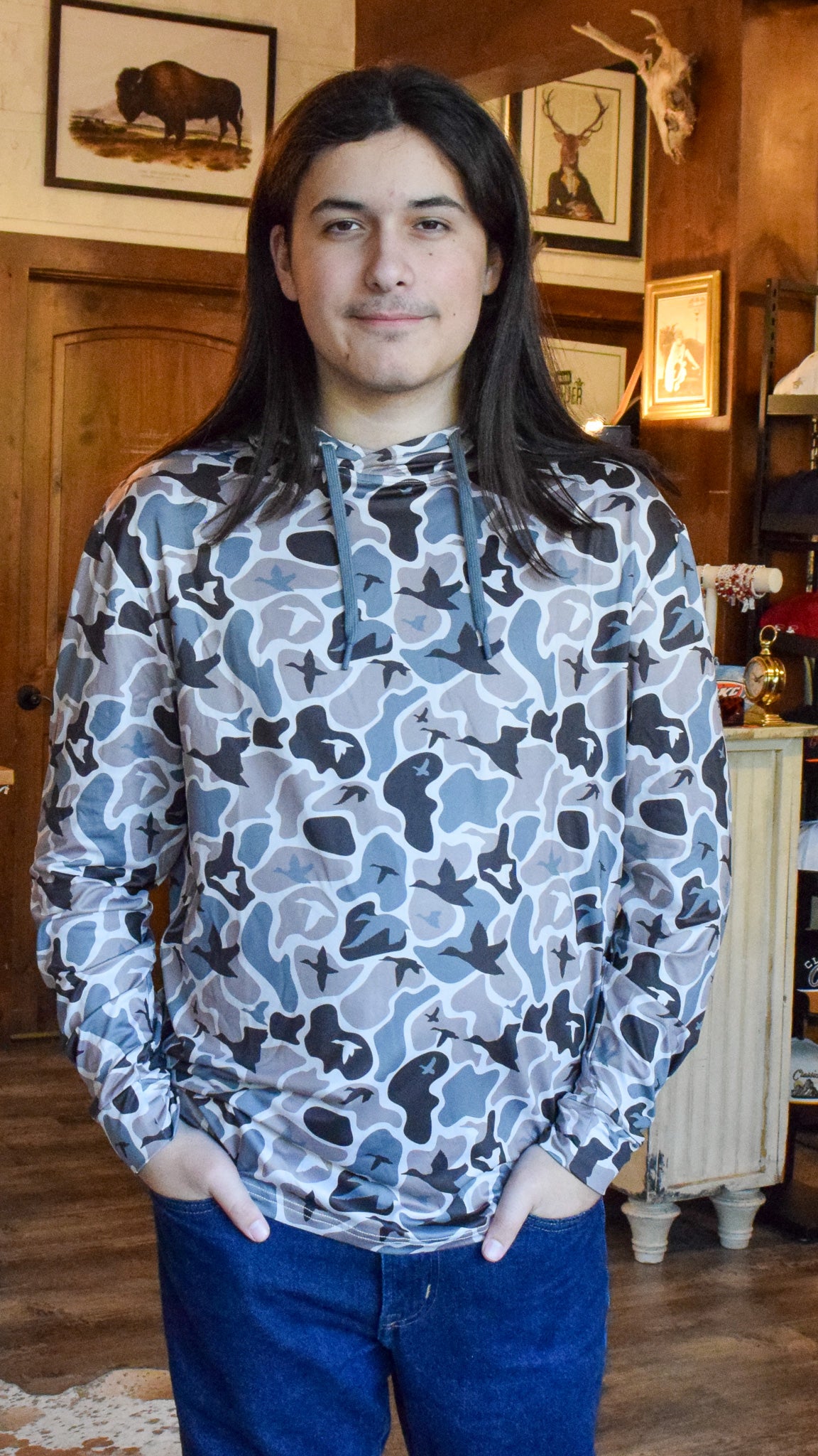 Men's Camo Long Sleeve Dri-Fit Hooded Shirt