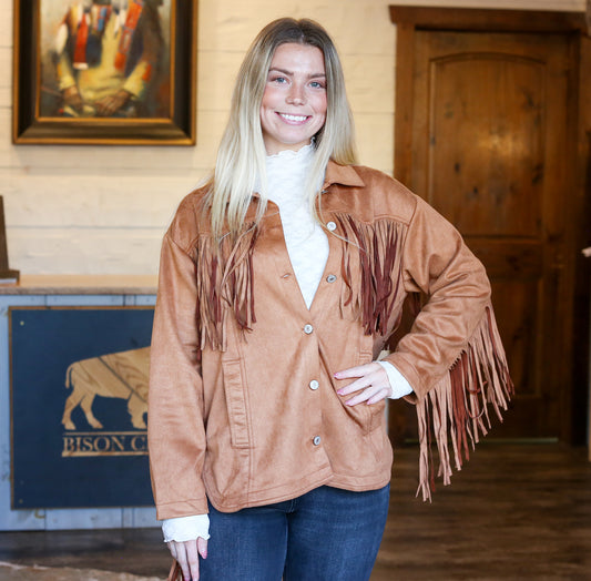 Brown Suede Fringe Jacket