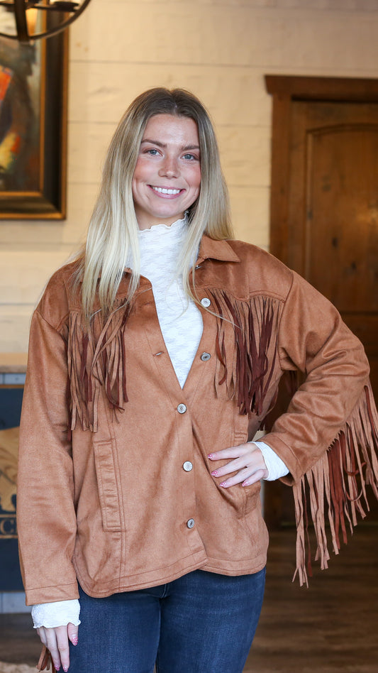 Brown Suede Fringe Jacket