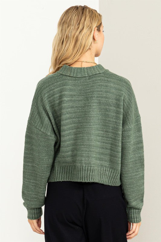 Crop Shoulder Cropped Cardigan Sweater